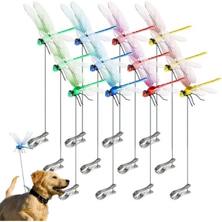 12 stk. Øyenstikker Hatt Klips, 3D Øyenstikker Hagepynt, Flueavskrekkende Utendørs, Fugle- og Flueskremsel for Innendørs og Utendørs Hage