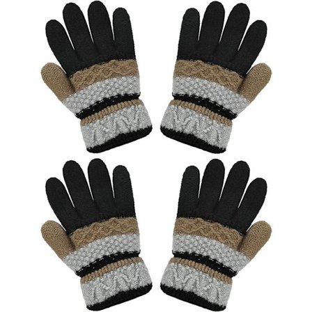 ING 2 paria pehmeitä neulottuja lasten talvihanskoja 14x6 cm Raidalliset hanskat pitkillä sormilla Lämpimät lasten hanskat syksyyn ja talveen Harmaa 