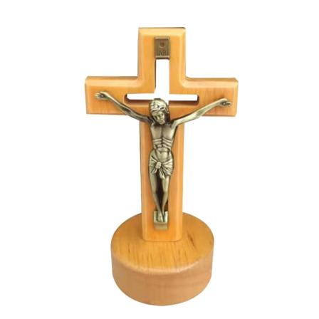 Hellig bordkors Jesus Kristus på stativ Kristne kirkefigurer Katolsk krusifiks med magnetisk base kirkedekorasjon