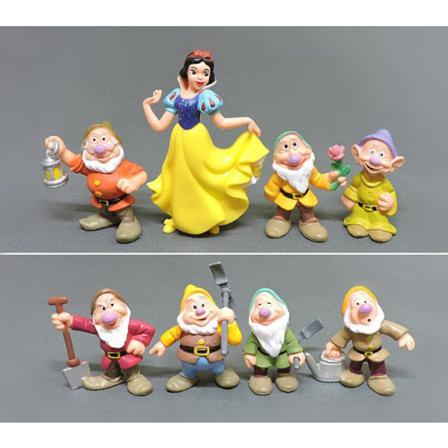 Snövit Och De Sju Dvärgarna Figurer Prydnadsleksaker 8st Set
