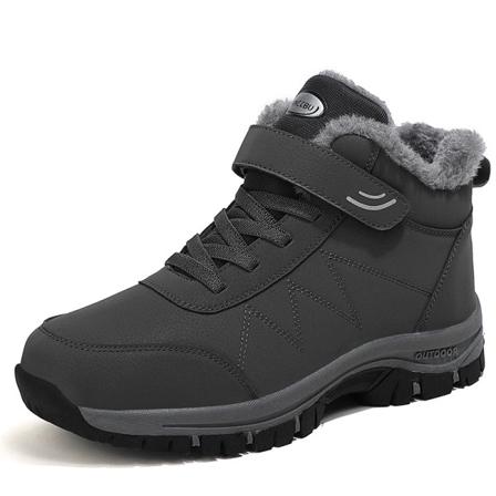 2023 Vinter Kvinnor Herr Stövlar Vattentät Läder Sneakers Herr Ankel Boots Utomhus Inte halka Plysch Varm snö Vandringsstövlar Man Skor Gray 37