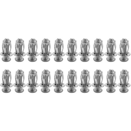 20 stk M6X25 Jack Nuts Bil Metallskruer Kronemuttere med Skruer for Hul Jernhud Vegg