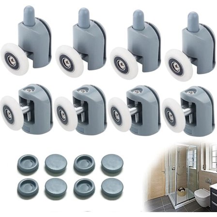 8-pack duschdörrshjul, 23 mm duschdörrshjul, duschdörrsrullar, duschkabinshjul för badrum, 4 övre och 4 nedre
