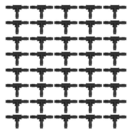 40st bevattningsbeslag Droppbevattning Hullingförsedd 8/12 mm T-rör för trädgårdsgräsmatta