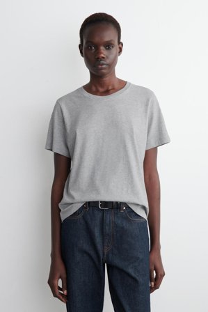 COS Women's Crew-Neck Cotton T-Shirt in Grey