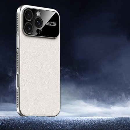 iPhone 16 Pro Max Skal Mjuk Armor Kylning, Plain Läder Fodral Hybrid PC