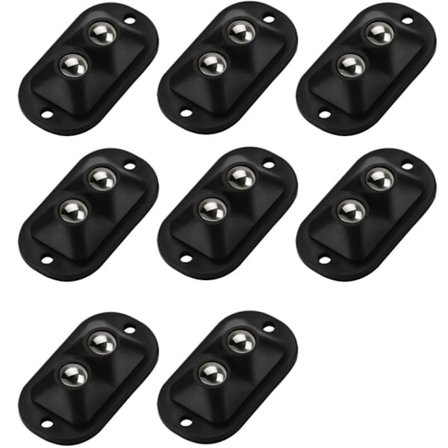 Svart 8 stk rustfritt stål masse universalhjul 360 graders rotasjon klebrig remskive for møbler søppelkasse