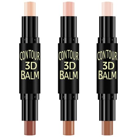 IC Dubbeländad Highlight & Contour Stick Makeup Concealer Kit för 3D Ansiktsformning Kroppsskulpterande Makeup Set 3st