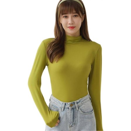 Höst/Vinter Dam T-shirt Halvhalsad Undertröja Tunn Långärmad Tröja Casual Slank T-shirt