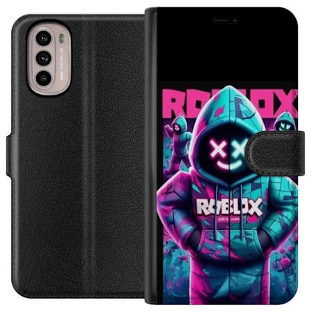 Motorola Moto G41 Lommeboketui Roblox neonmaskehettegenser med futuristisk maskerad figur i sterke neonfarger som skaper et mystiskt kult og cyberpunk