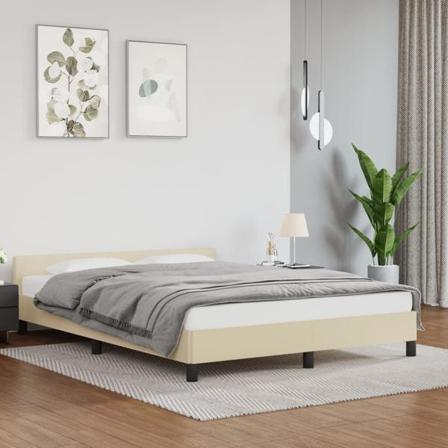 Vidaxl Sängram Med Huvudgavel Gräddvit 140x190 Cm Konstläder Kräm