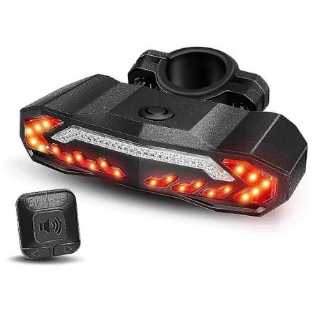 Polkupyörän takavalo vilkuilla ja jarruvalolla, polkupyörän hälytysäänimerkki kaukosäätimellä, automaattinen päälle/pois 5-in-1