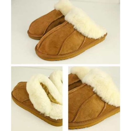 Fåreskindstøfler Brune hjemmesko indendørssko i ægte fåreskind: 36–37[ca]
