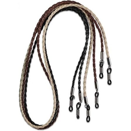3-pakning Eleganta Brille-, Solbrilleremmer - Kjede - Feste Flettet, Sportsbånd, PU-lær For Menn Kvinner (beige sva(a79)