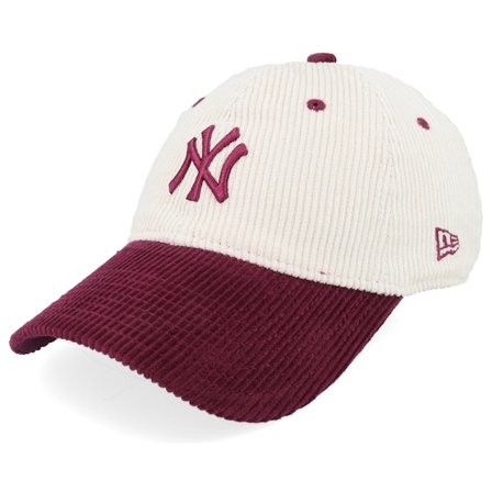 New Era - MLB Beige Adjustable Cap - New York Yankees Womens Block Corduroy 9TWENTY Stone/Burgundy Dad Cap @ Hatstore