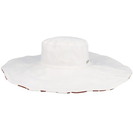 Seeberger - Big Floppy With Flower Print White-Fire Sun Hat Sunhat White Hat - @ Hatstore