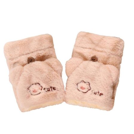 Tecknade Tassar Tryckta Element Vinter Varma Fingerlösa Konvertibla Vantar Håller Värmen