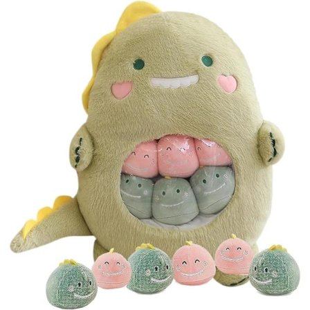 Dinosaurie Kosedyr Plysjleketøy, Søt Dinosaurpute med 6 Dinosaur Plysjdukker Kreativ Barnegave (Dinosaur)