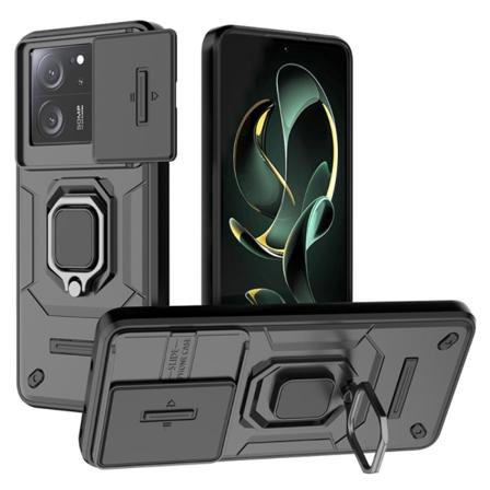 SKALO Xiaomi 13T/13T Pro Armor hybridi magnetrengas kameran liuk Black
