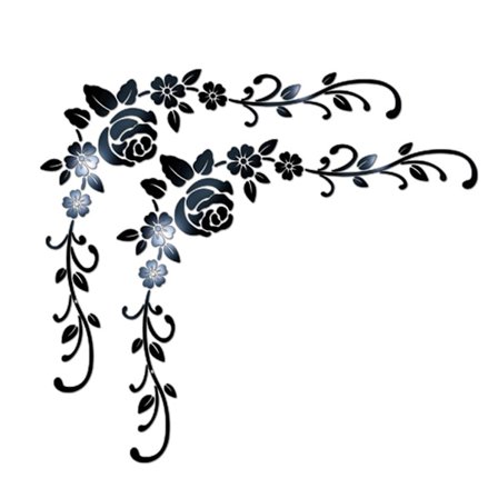 2 stk. Avtagbare 3D Speil Blomster Kunst Vegg Klistremerker Akryl Veggdekor (Svart)