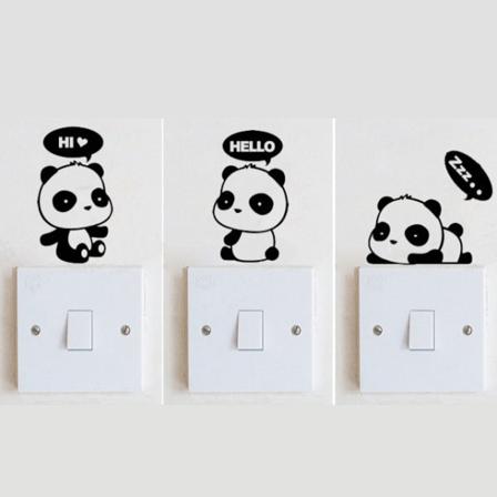 Et sett med 3 tegneserie panda veggklistremer Kreativ og søt veggdekor