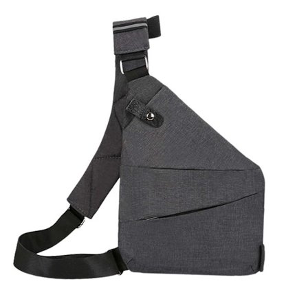 Sling Bag Axelremsväska Crossbody Daypack Unisex med Fickor Bröstväskor Grå Vänster
