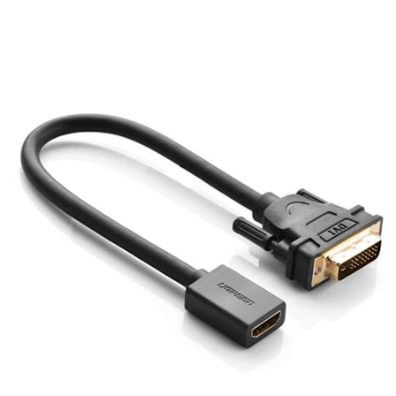 Ugrønt DVI (han) til HDMI (hun) adapterkabel, 0,15 m - sort