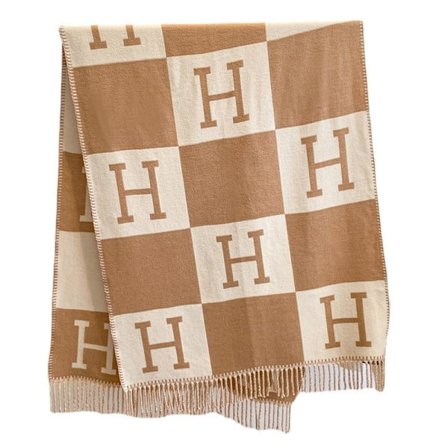 Dame Vinter- og Høstskjerf - Faux Kashmir Børstet Lang Sjal med Dusker, H Bokstavdesign