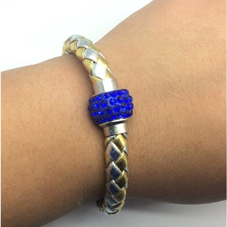 Läderarmband Magnet strass spänne armband