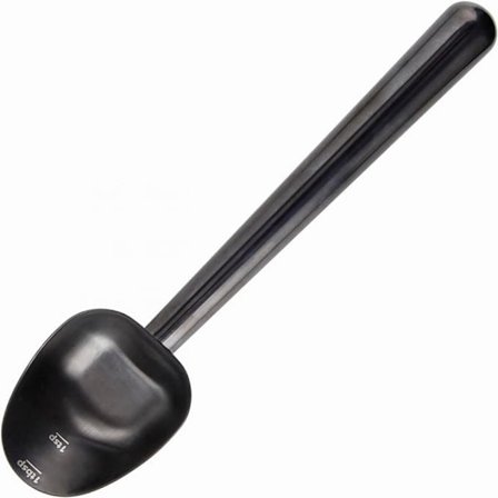 Rostfritt stål långt ihåligt handtag kaffeskopa, måttsked för malet kaffe och löst te, svart 17*4cm