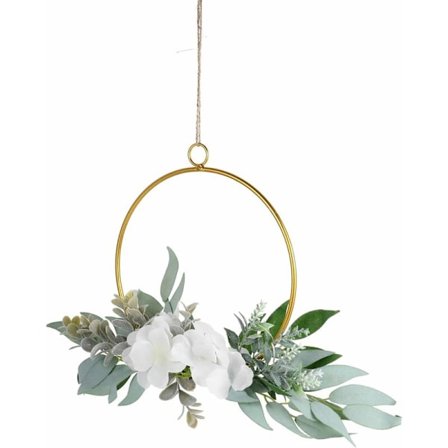 Keinotekoinen kukkaovikranssi Metallikukka Garland Eucalyptus Hää Garland Ovi Merkki Koristeelliseen riipukseen Olohuoneen seinäkoriste