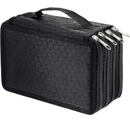 72 Insättningsbar Portabel Stor Kapacitet Flerlagers Pennfodral Hållare Väska Färg Pennor Organiserare (Svart) (Pennor INGÅR EJ)