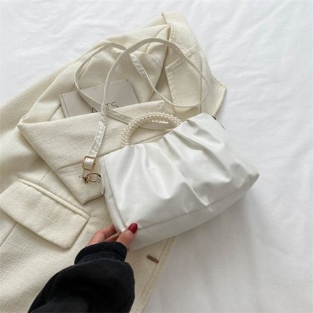 Pearl Handväska Axelväska VIT