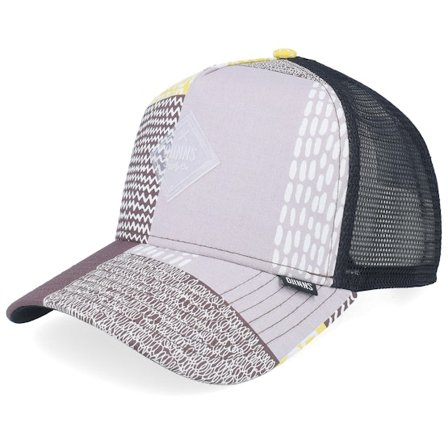 Djinns - Giallo trucker Cappellino - Hft Cap Summerpattern Grey/White/Yellow A-Frame Trucker @ Hatstore