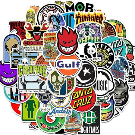 50 stk Skateboard Klistremerker, Skateboarding Pakke Klistremerker Gutter Jenter Dekal Vanntette Klistremerker