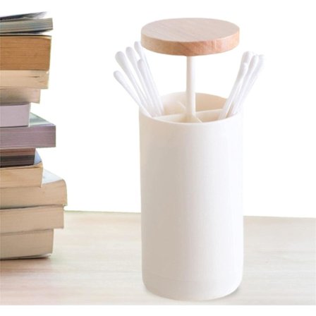 Tandpetarhållare - Tandpetarbehållare, bomullspinnehållare med 4 fack, tryckdesign