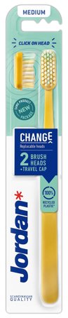 Jordan Change 2 Heads and Cap Medium - Asst. Farver, Medicin & Pleje, Tandbørster, Voksentandbørster
