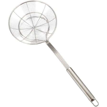 Rustfritt stål kjøkkentråd skimmer med slisset matnett Spid