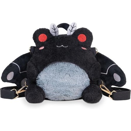 Søt Mothman Plysjveske - 9" Fuzzy Kawaii Ryggsekk & Crossbody Veske - Utstoppet Dyrehåndveske