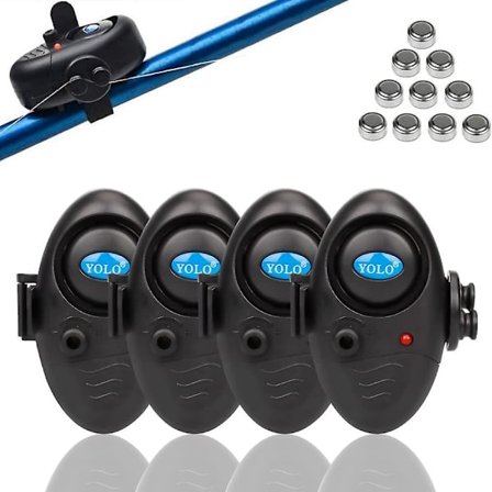 Fiske Bite Alarm 4-pakning, Justerbar Volumknapp, Oppgradert Elektronisk Stangagn Alarm Indikator Led Alarm Dag/natt Karpefiske Utendørs