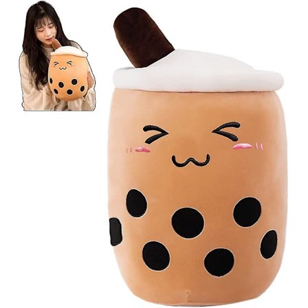 9,8" Boba Tea Plysch fylld leksak Brown Bubble Tea Bubble Plyschkudde Hemma Mjuk slängkudde present (brun, 9,8")