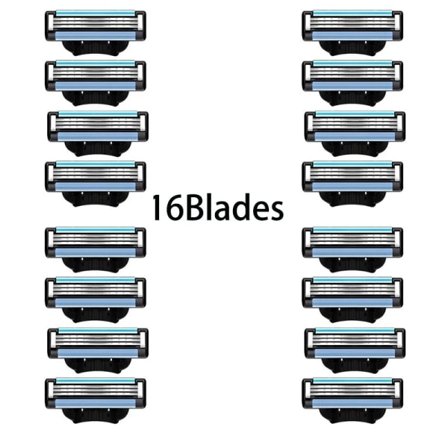 3-lags barberblad, manuell barbermaskin for menn i rustfritt stål, retro våt barbering, gjenbrukbar barberhøvel 16Blader