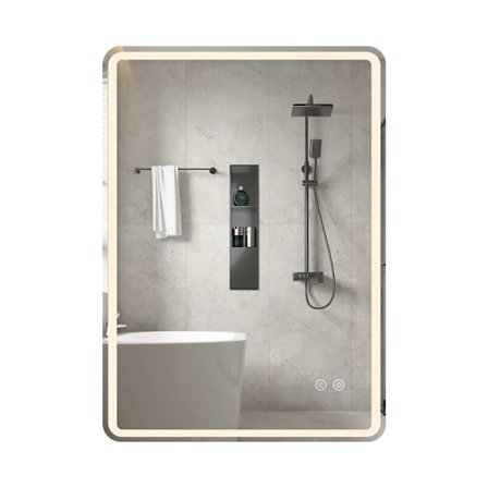 LED badeværelsesspejl, dugfri, dæmpbar, 80x60 cm