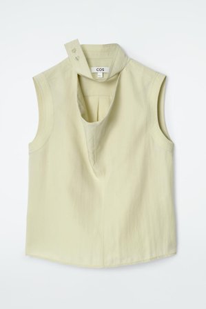 COS Damen Sleeveless Cut-Out Cowl-Neck Blouse - Grün