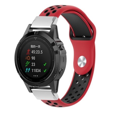 Garmin Fenix 5 / Forerunner 935 / Quatix 5 / Approach S60 22mm klockband av silikon - Röd / Svart