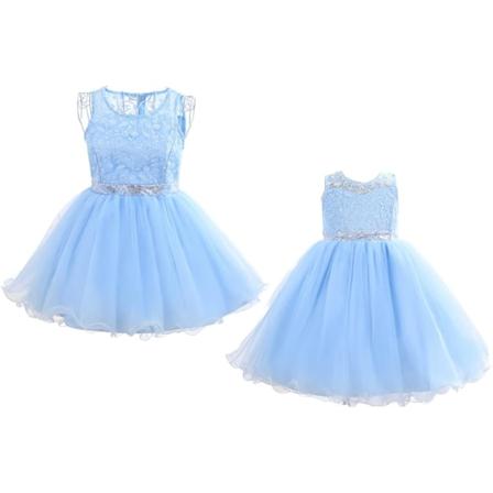 Cosplay Elegant Flower Glown Dress för flickor Unga vuxna Mode Båge Blomma Barn Fest Festival Åldrar 5-9 år Gammal Baby Blue 9 år