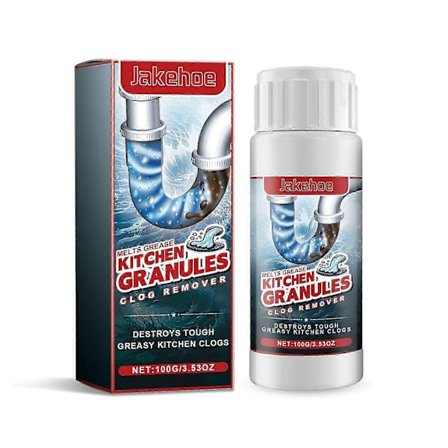 Kraftig avløpsåpnerpulver - Hurtigvirkende proppfjerner for toaletter og rør, løser opp hår og fett, forebygger lukt, trygt for alle rør, 100g