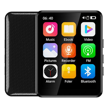 Mp3-afspiller med Bluetooth, 2,4 HD fuld touchskærm, audioafspiller, digital musikafspiller med FM e-bogsfunktion, bærbar musikafspiller (16 GB)