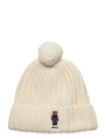 Polo Ralph Lauren Polo Bear Rib Pom-Pom Beanie - Cream - ONE SIZE