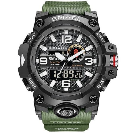 Smael Digital Herr Militär Klockor Dual Time Vattentät Lyx Topp Watch Herr Sport Led Quartz Analog Armbandsur Herr